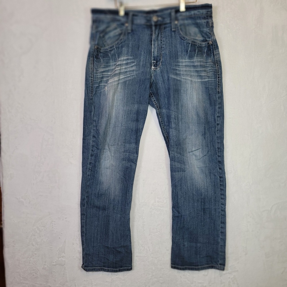 Rock & Republic Y2K Relaxed Straight Leg Jeans‎ Western Blue Denim 38x32 Size 34